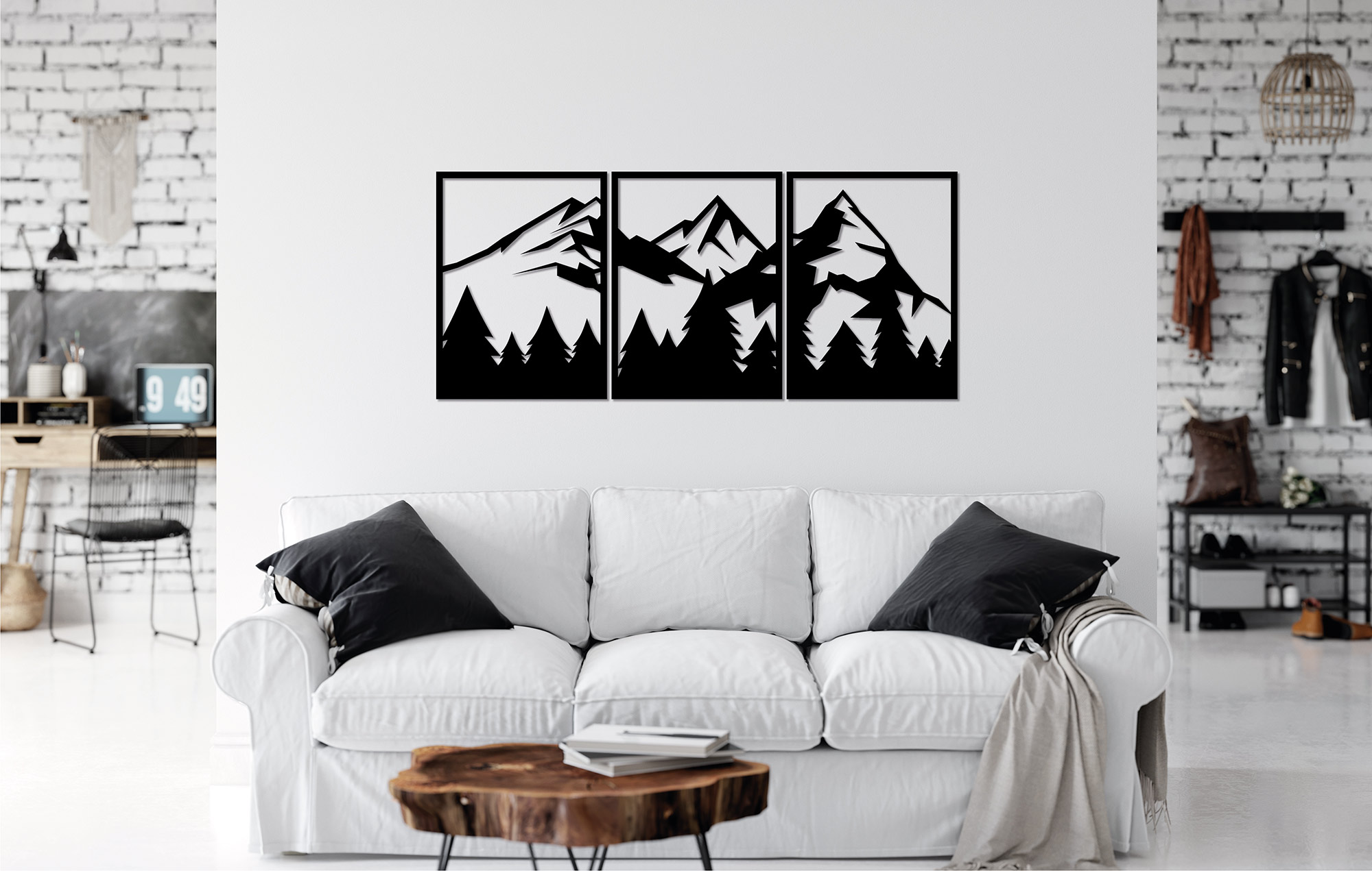 Tableau Face Nord | Sapin Noir | tableaux en bois | déco montagne | triptyque
