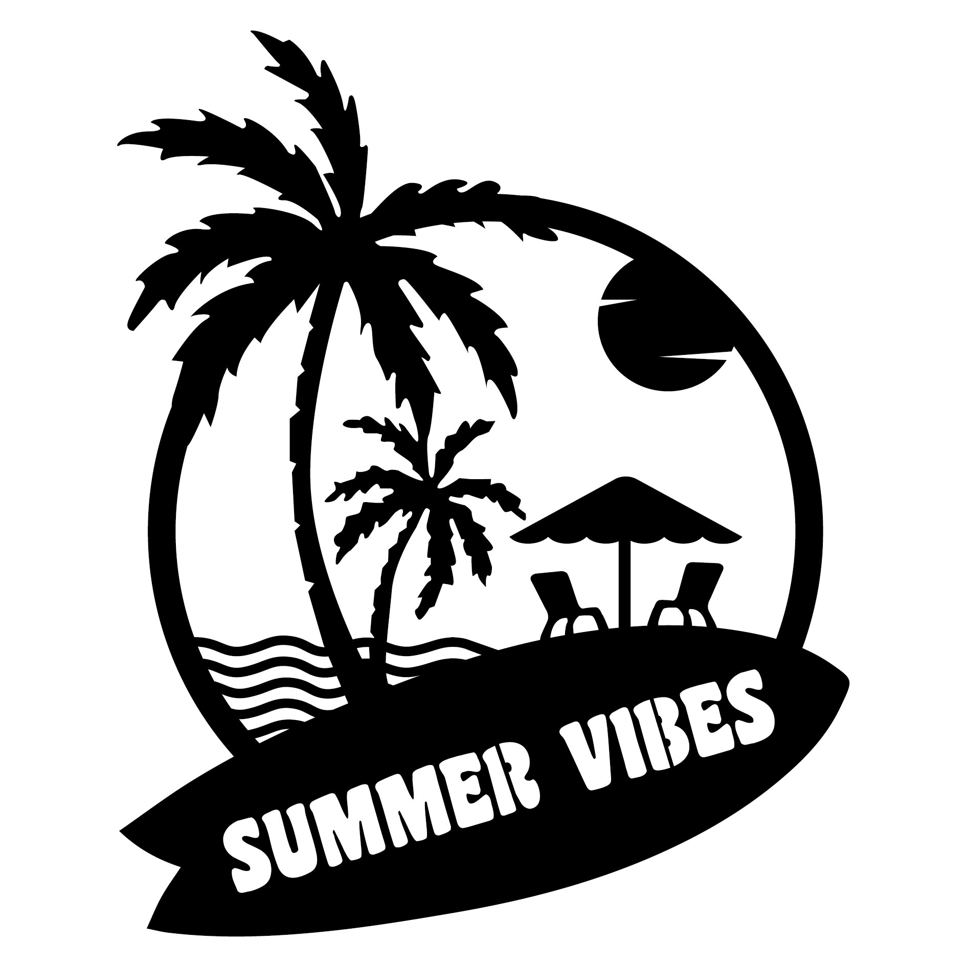 Tableau Summer Vibes | tableau en bois | Sapin Noir | déco plage | palmier | coucher de soleil | surf