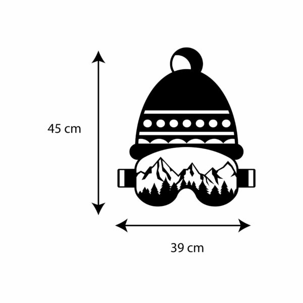 Tableau Beanie | Tableau en bois | sapin noir | Tableau Ski | Montagne | Masque de ski