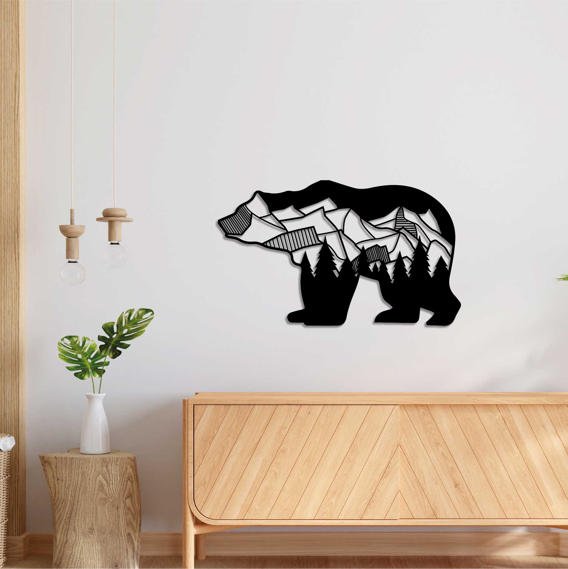 Tableau en bois | Ours Polaire | Sapin noir | décoration murale en bois | ours | montagne | chalet |