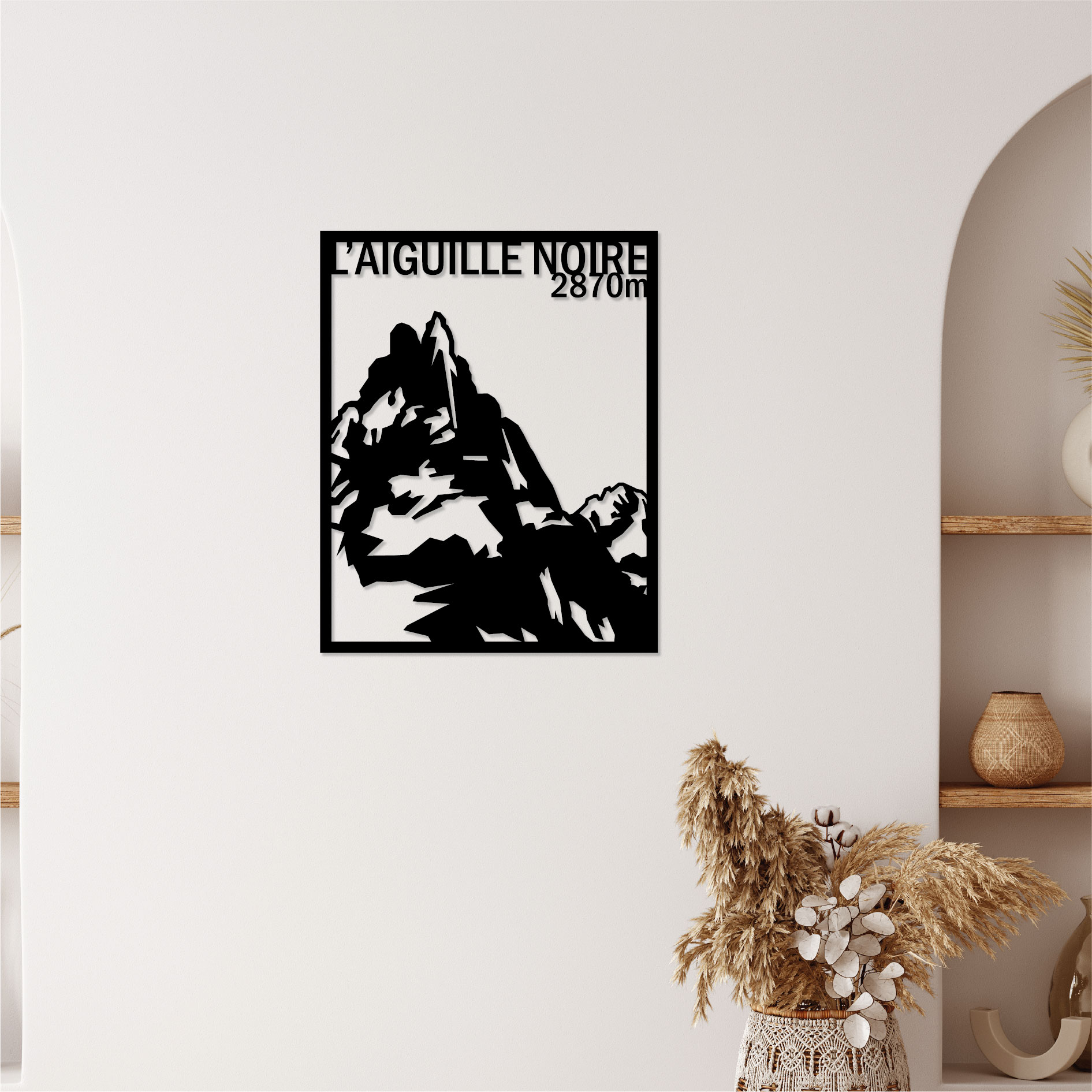 Tableau Aiguille Noire Valloire Galibier Thabor Savoie Tableau noir montagne ski alpes sapin noir deco chalet