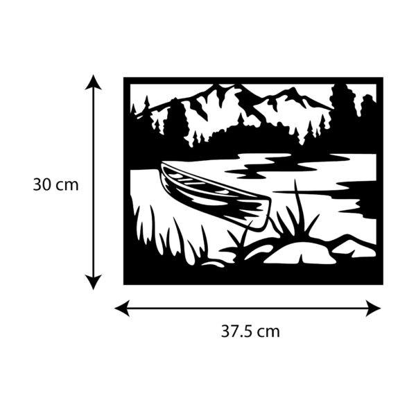 tableau barque lac annecy montagne décoration murale tableau métal noir décoration moderne ski lac aix les bains bord du lac sapin noir alpes montagnes tableau ski design