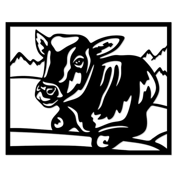 tableau vache tableau agriculture tableau animaux tableau montagne tableau metal tableau noir décoration vache moderne tableau nature sapin noir paysage