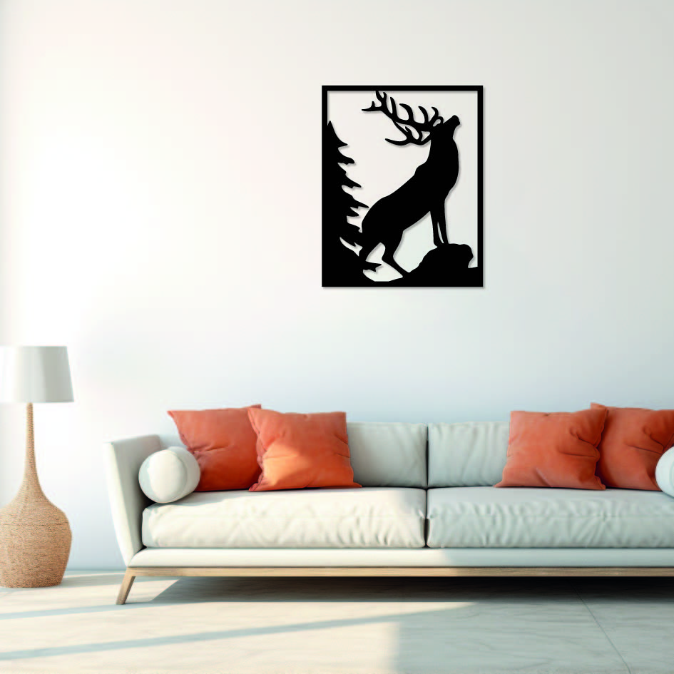 tableau en bois | tableau noir | décoration murale | nature | normal day | tableau ski | sapin noir | le brame ||montagne | cerf