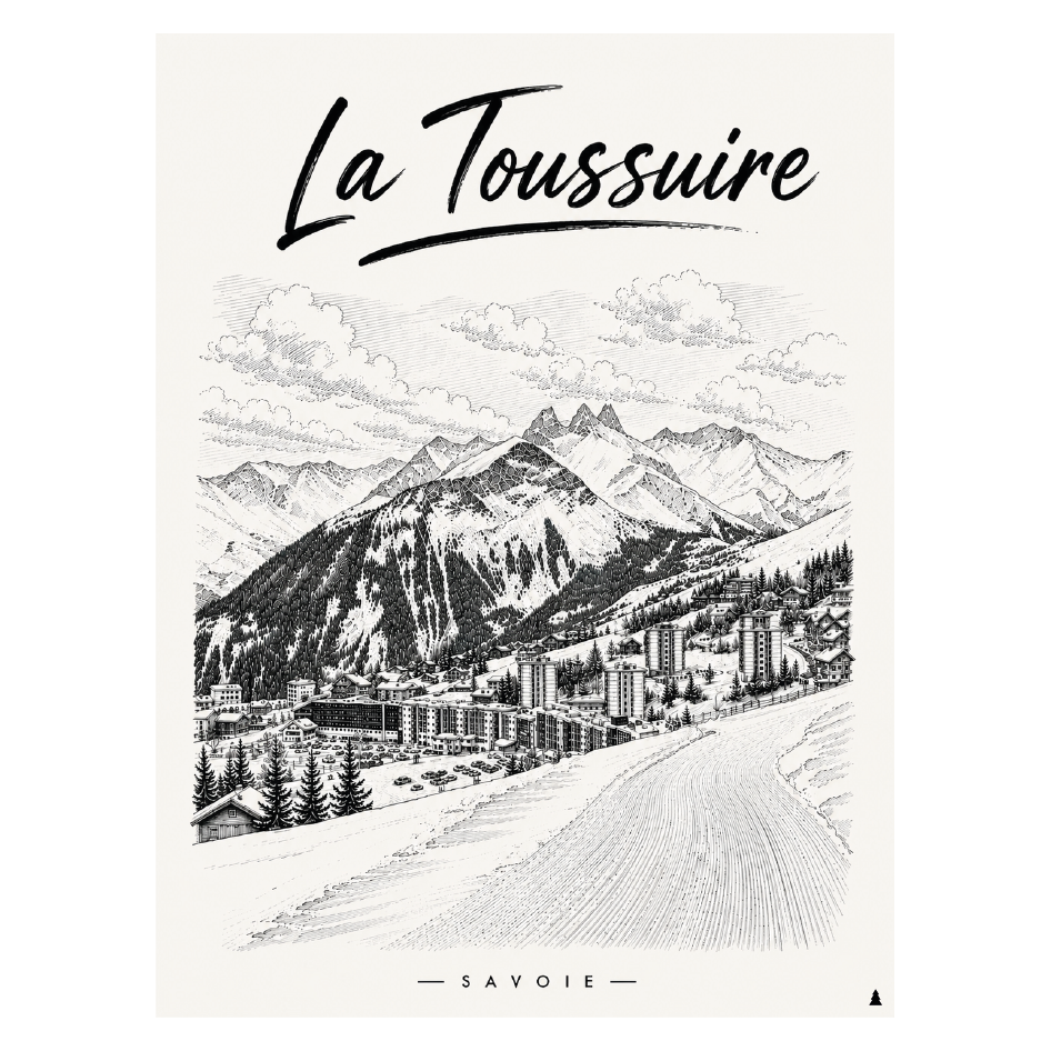 affiche montagne alpes savoie ski la toussuire les sybelles