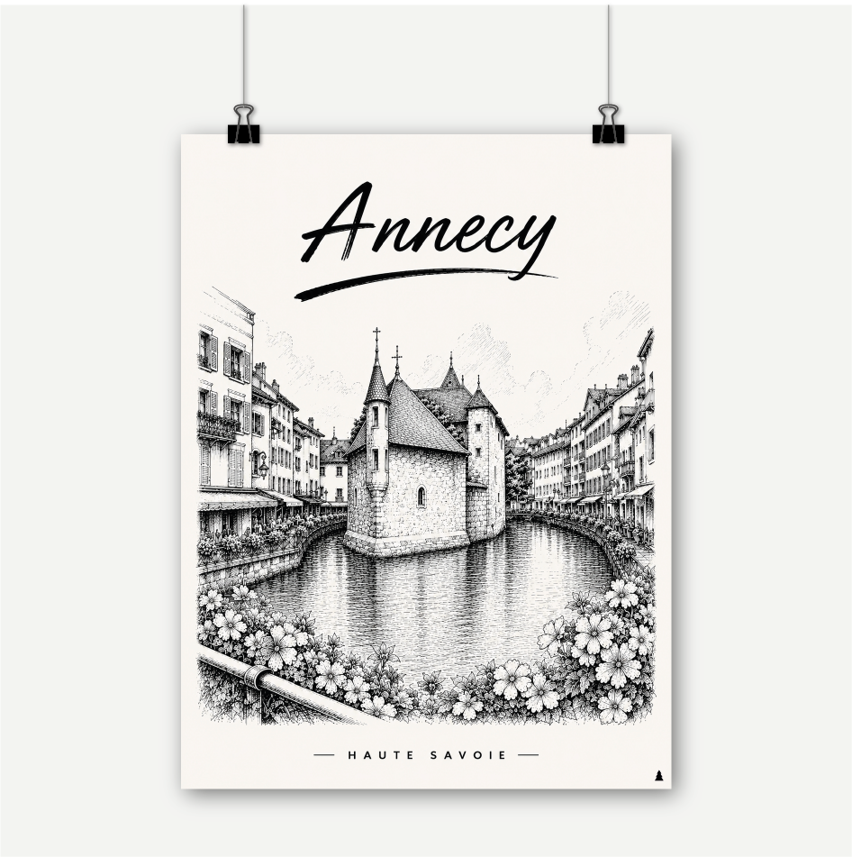 Affiche Annecy | Sapin Noir | déco montagne | savoie | alpes | décoration murale ski