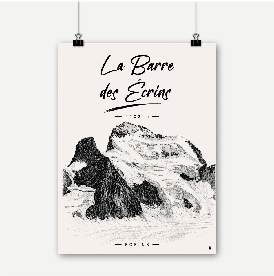 La Barre des Ecrins sapin noir décoration murale affiche poster montagne sommet alpes
