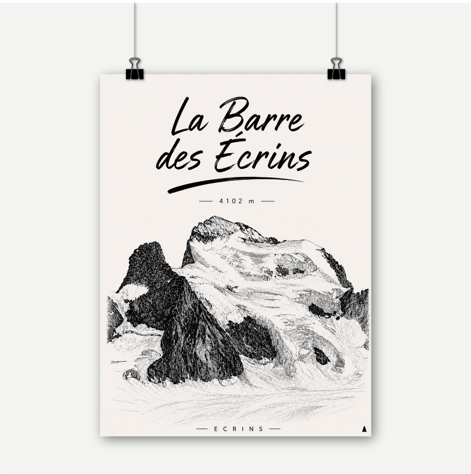 affiche la barre des ecrins glacier alpes montagne