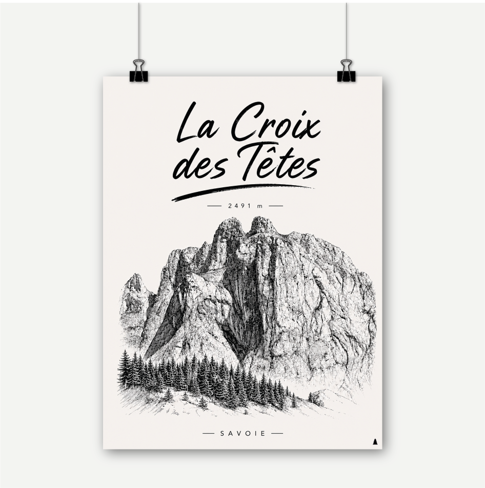 Affiche La Croix des têtes | Sapin Noir | déco montagne | savoie | alpes | décoration murale ski