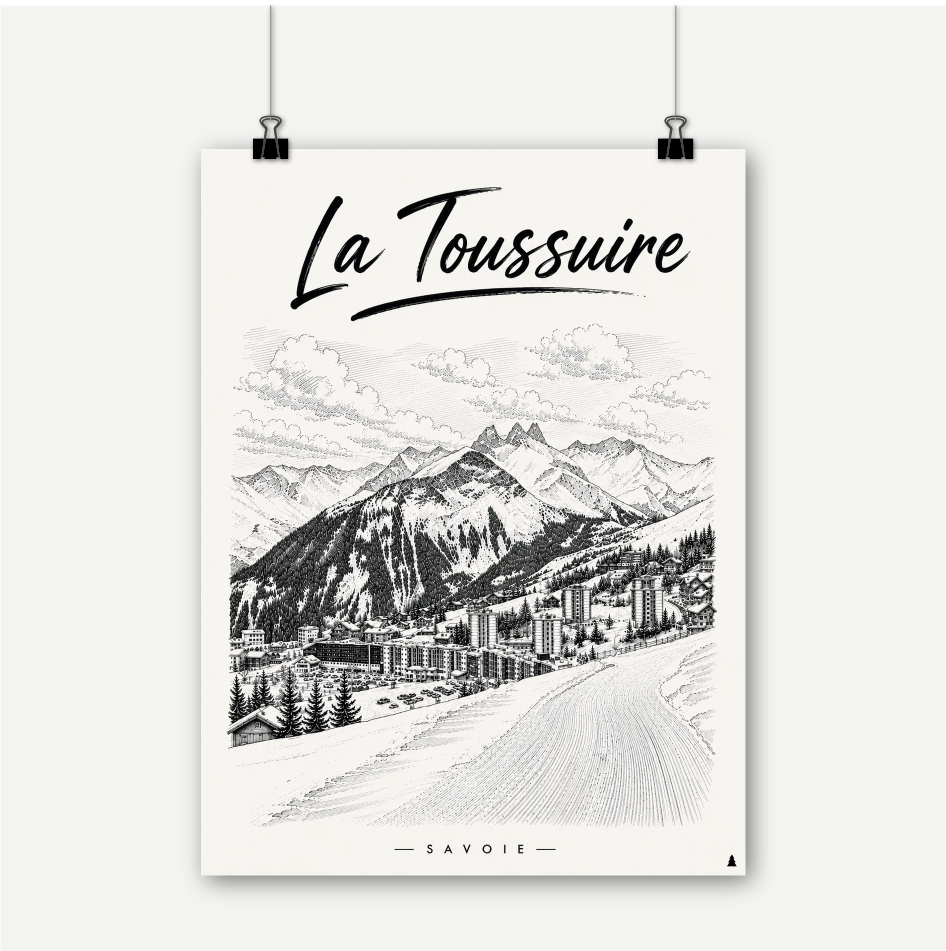 affiche montagne alpes savoie ski la toussuire les sybelles