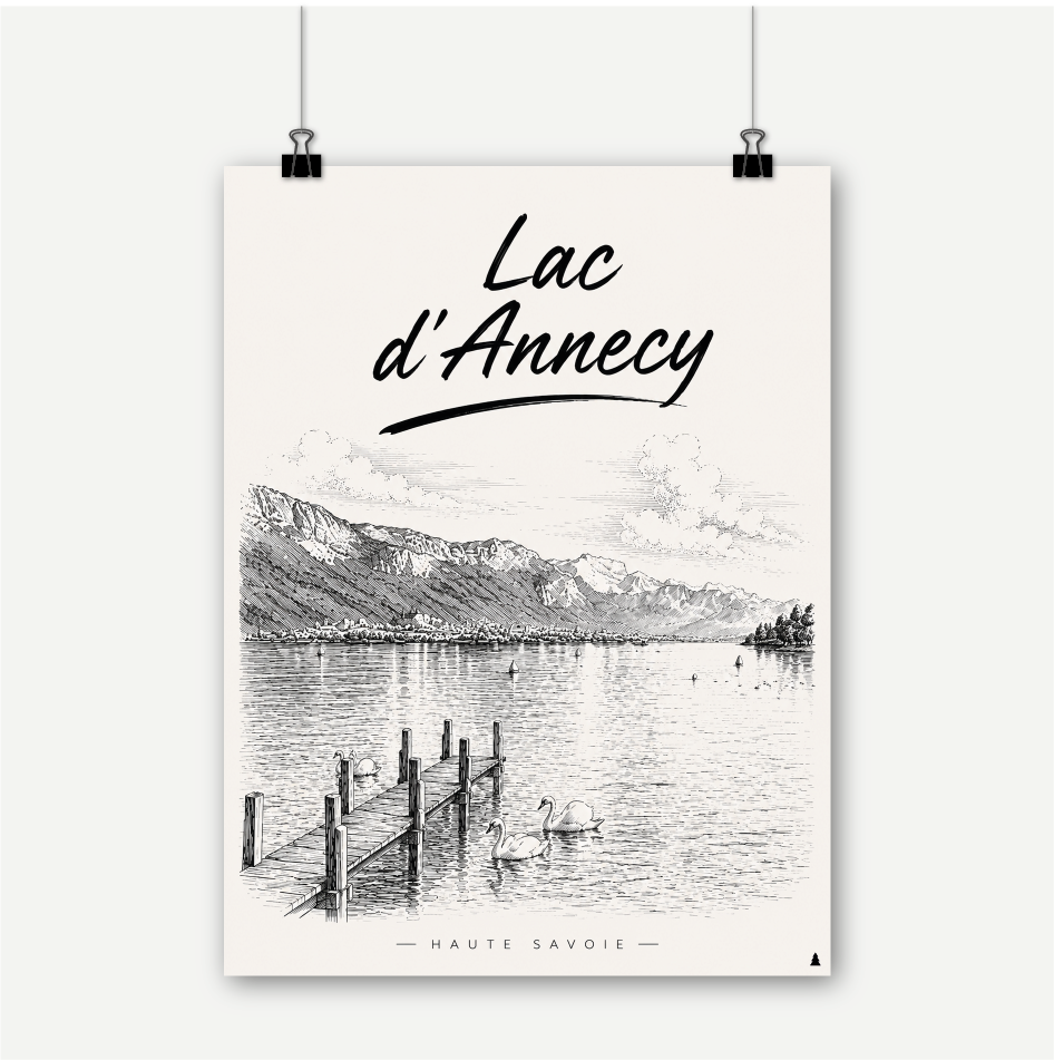 Lac d'Annecy haute savoie montagne affiche decoration murale