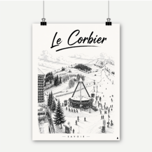 Affiche Le Corbier | Sapin Noir | déco montagne | savoie | alpes | décoration murale ski