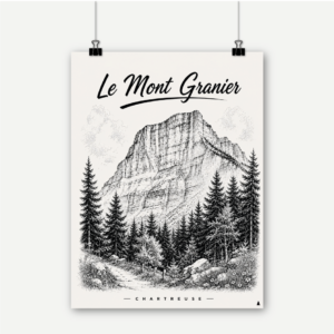 Affiche Le Mont Granier| Sapin Noir | déco montagne | savoie | alpes | décoration murale ski